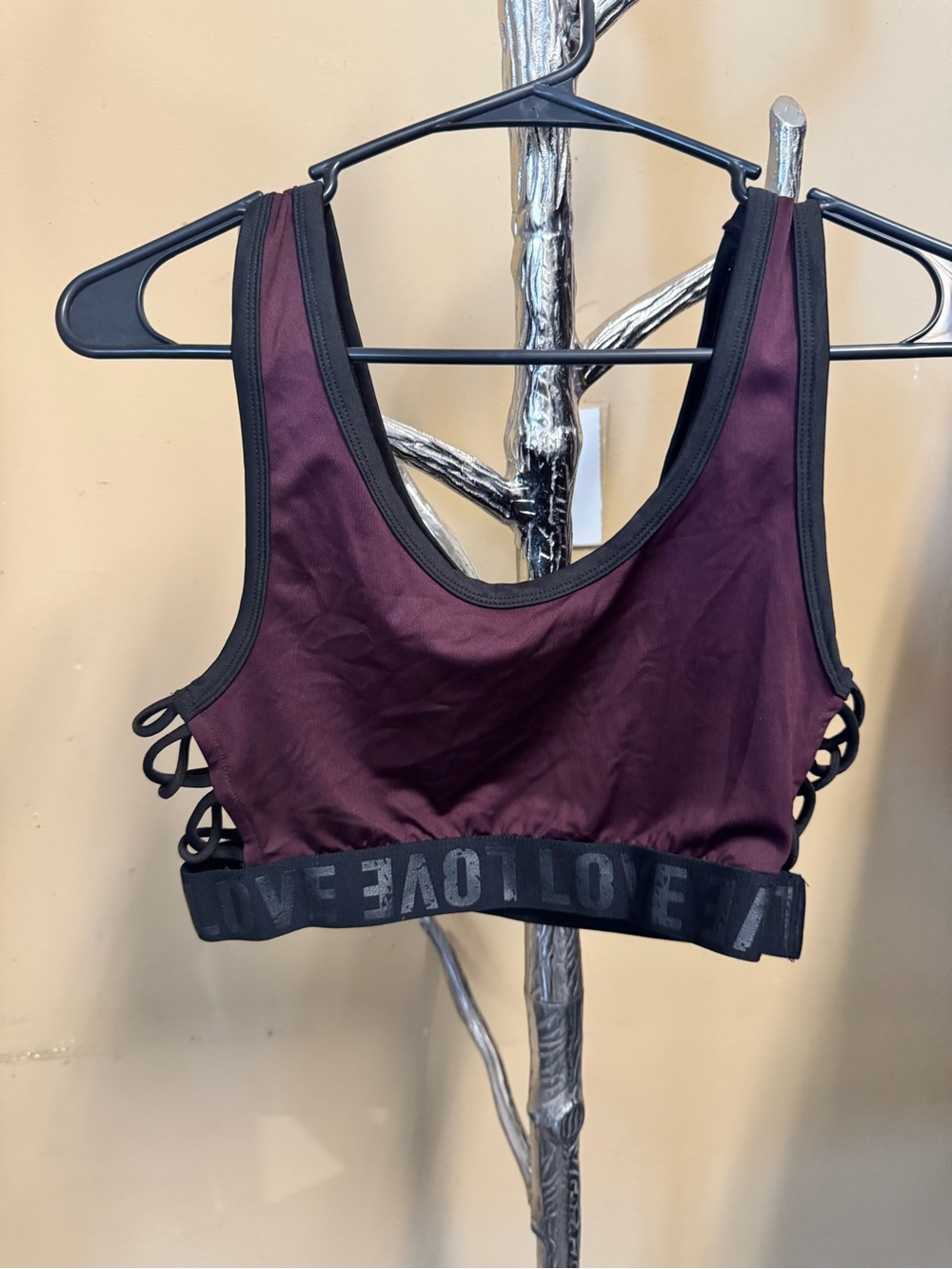 Bozzolo Plum Sports Bralette with Black Trim
